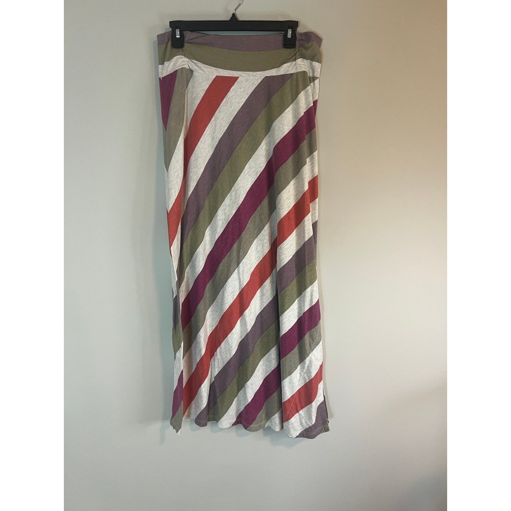 Aventuria Womens Multi Color Diagonal Stripe Jersey Knit Maxi Skirt‎ Size Medium
